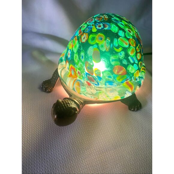 Murano Style Millefiori Glass Turtle Night Light Lamp Colorful Art Glass Decor - Picture 1 of 12